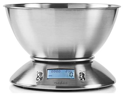Nedis Ψηφιακή Ζυγαριά με Κάδο 1gr/5kg Inox KASC111SI