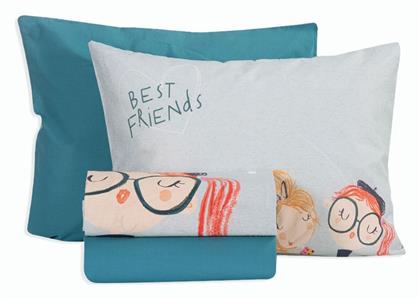 Nef-Nef Girl Friends Σετ Σεντόνια Μονά Βαμβακερά Aqua 170x260cm 3τμχ από το Designdrops