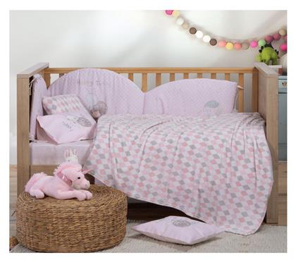 Nef-Nef Homeware Κουβέρτα Αγκαλιάς & Λίκνου Rhombus Fleece Pink 75x110εκ.