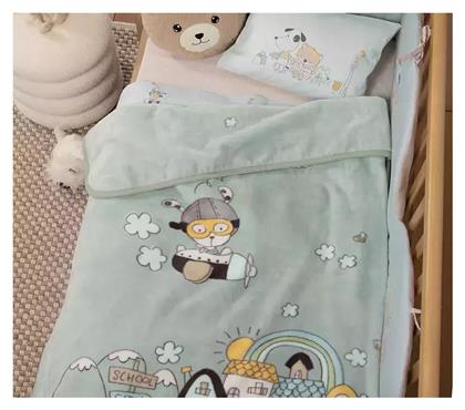 Nef-Nef Homeware Κουβέρτα Κούνιας Life In The City Βελουτέ Μπλε 100x140εκ.