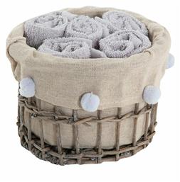 Nef-Nef Homeware Σετ Πετσέτες Μπάνιου 5τμχ Please Καλαθάκι με Λαβέτες 1122 Grey Βάρους 450gr/m²