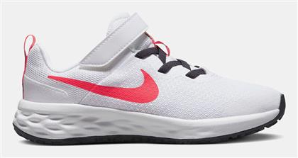 Nike Αθλητικά Παιδικά Παπούτσια Running Revolution 6 με Σκρατς White / Sea Coral / Gridiron / Laser Orange