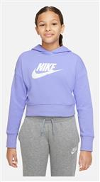 Nike Παιδικό Φούτερ Cropped με Κουκούλα Λιλά Sportswear Club