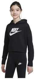 Nike Παιδικό Φούτερ Cropped με Κουκούλα Μαύρο Sportswear