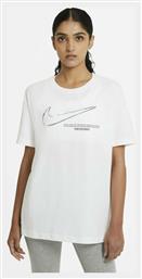 Nike Swoosh Αθλητικό Oversized Γυναικείο T-shirt Λευκό με Στάμπα