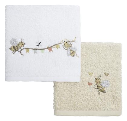 Nima Σετ Βρεφικές Πετσέτες 2τμχ Honey Λευκό, Μπεζ Βάρους 420gr/m²