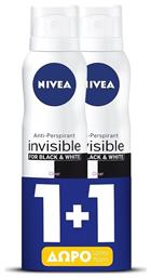 Nivea Invisible For Black & White Clear Anti-perspirant Αποσμητικό 48h σε Spray 2x150ml