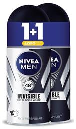 Nivea Men Invisible for Black & White Anti-perspirant Αποσμητικό 48h σε Roll-On 2x50ml