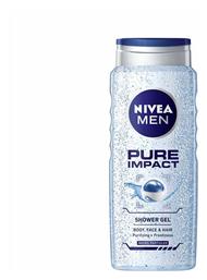 Nivea Men Pure Impact Αφρόλουτρο σε Gel για Άνδρες για Πρόσωπο , Μαλλιά & Σώμα 500ml από το e-Fresh