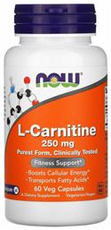 Now Foods L-Carnitine 250mg 60 φυτικές κάψουλες