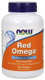 Now Foods Red Omega Red Yeast Rice with CoQ10 30mg & Omega 3 Fish Oil Ιχθυέλαιο 90 μαλακές κάψουλες