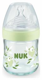 Nuk Γυάλινο Μπιμπερό Nature Sense Green Owl με Θηλή Σιλικόνης 120ml για 0+ μηνών Πράσινη Κουκουβάγια από το Designdrops