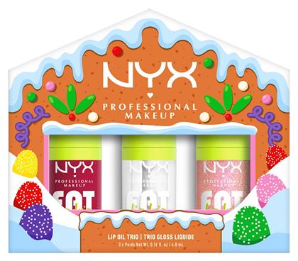 Nyx Professional Makeup Set Gingerbaddie Land Fat Oil Lip Drip Trio 3x4 8ml