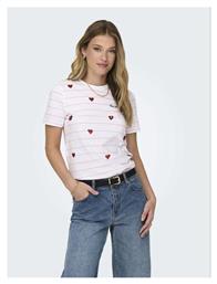 Only Γυναικείο T-shirt Ριγέ Λευκό