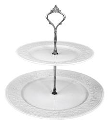 Oriana Ferelli Εταζέρα 2 Ορόφων από Πορσελάνη Λευκή Ø27cm