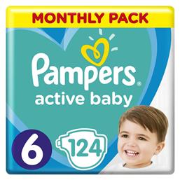 Pampers Active Baby Πάνες με Αυτοκόλλητο No. 6 για 13-18kg 124τμχ