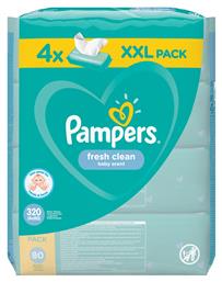 Pampers Fresh Clean Μωρομάντηλα χωρίς Οινόπνευμα 4x80τμχ