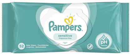 Pampers Sensitive Μωρομάντηλα χωρίς Οινόπνευμα & Άρωμα 52τμχ