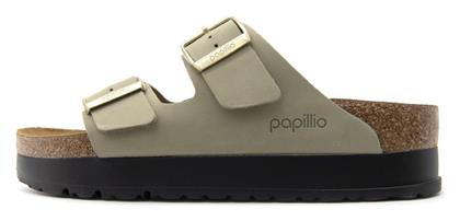 Papillio Arizona Δερμάτινα Γυναικεία Σανδάλια Flatforms σε Χακί Χρώμα