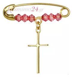 Παιδική Παραμάνα από Χρυσό 9K με Σταυρό για Κορίτσι