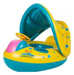 Παιδικό Σωσίβιο Swimtrainer με Μήκος 85εκ. και Σκίαστρο για 3 Ετών και Άνω Κίτρινο