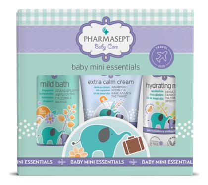 Pharmasept Baby Care Mini Essentials Σετ Περιποίησης Mild Bath - 100ml & Extra Calm Cream - 40ml & Hydrating Milk - 40ml 3τμχ