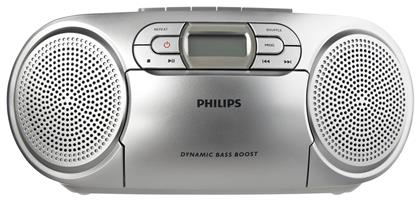 Philips Φορητό Ηχοσύστημα AZ127 με CD / Κασετόφωνο / Ραδιόφωνο σε Ασημί Χρώμα