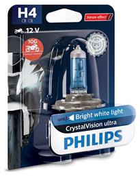 Philips Λάμπα Μοτοσυκλέτας CrystalVision Ultra H4 Αλογόνου 3700K Φυσικό Λευκό 12V 55W 1τμχ