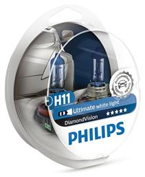 Philips Λάμπες Αυτοκινήτου & Μοτοσυκλέτας DiamondVision H11 Αλογόνου 5000K Ψυχρό Λευκό 12V 55W 2τμχ