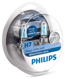 Philips Λάμπες Αυτοκινήτου WhiteVision Ultra H7 Αλογόνου 4200K Φυσικό Λευκό 12V 55W 2τμχ