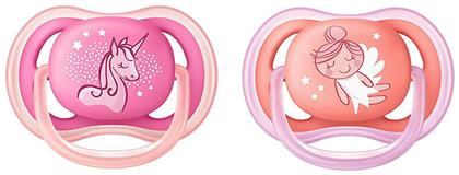 Philips Ultra Air Ορθοδοντικές Πιπίλες Σιλικόνης με Θήκη Μονόκερος - Ροζ - Πορτοκαλί για 6-18 μηνών 2τμχ