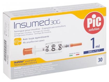 PiC Solution Insumed Σύριγγες Ινσουλίνης 30G x 12.7mm 1ml 30τμχ από το Medical