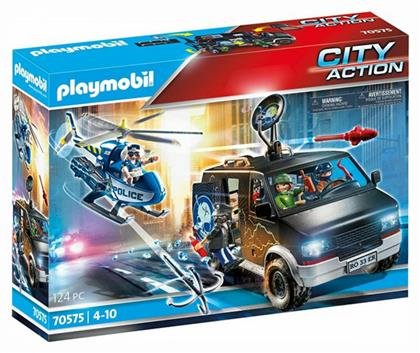 Playmobil City Action Αστυνομικό Ελικόπτερο & Ληστές με Βαν για 4-10 ετών από το Toyscenter