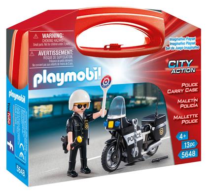 Playmobil Βαλιτσάκι City Action Αστυνόμος με Μοτοσικλέτα για 4 ετών