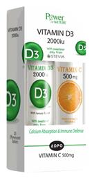 Power Of Nature Vitamin D3 & Vitamin C 500mg Βιταμίνη για Ανοσοποιητικό 2000iu Πορτοκάλι 40 αναβράζοντα δισκία από το Pharm24