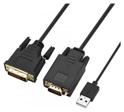 Powertech Cable DVI-D male - VGA male 2m Μαύρο (CAB-DVI009)