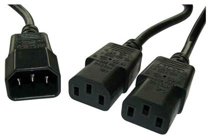 Powertech IEC C14 - 2x IEC C13 Cable 1.5m Μαύρο (CAB-P008)