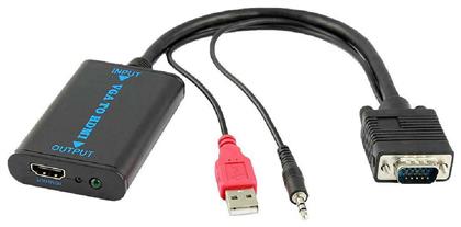 Powertech Μετατροπέας 3.5mm / USB-A / VGA male σε HDMI female (CAB-H070)