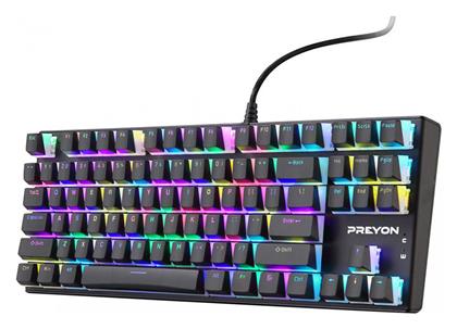 Preyon Blitz Claw Gaming Μηχανικό Πληκτρολόγιο Tenkeyless με Gateron Blue διακόπτες και RGB φωτισμό (Αγγλικό US)