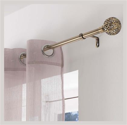 Πτυσσόμενο Μεταλλικό Κουρτινόξυλο L-C Globa Μονό Φ19mm 120-210εκ. Brass 1900289