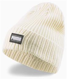 Puma Classic Beanie Unisex Σκούφος με Rib Πλέξη σε Λευκό χρώμα