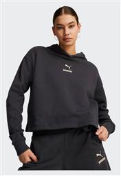 Puma Cropped Γυναικείο Φούτερ με Κουκούλα Μαύρο