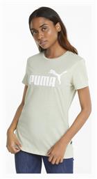 Puma Essentials Logo Heather Γυναικείο Αθλητικό T-shirt Γκρι