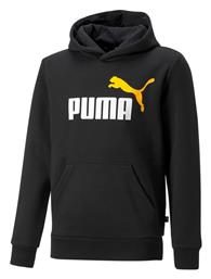 Puma Fleece Παιδικό Φούτερ με Κουκούλα και Τσέπες Μαύρο Essentials Big Logo