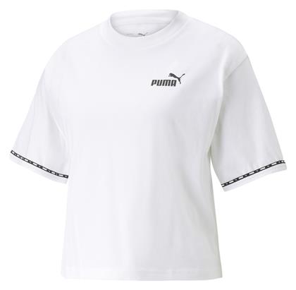 Puma Power Tape Γυναικείο Αθλητικό Crop T-shirt Λευκό