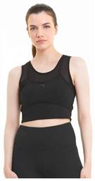 Puma Studio Layered Αμάνικο Αθλητικό Crop Top Μαύρο