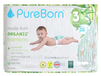 PureBorn Organic Bamboo No. 3 για 5.5-8kg 28τμχ