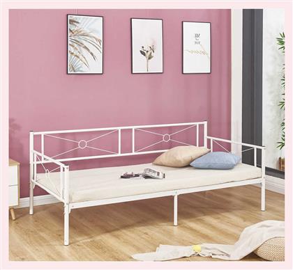 Queen Daybed Καναπές Κρεβάτι Μονό Μεταλλικό Λευκό για Στρώμα 90x190cm από το Esmarket