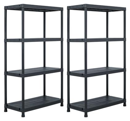Ραφιέρα Πλαστική με 3 Ράφια Μαύρη 2τμχ 60x30x138cm
