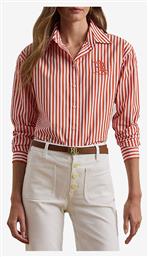Ralph Lauren Μακρυμάνικο Γυναικείο Πουκάμισο Orange Ριγέ
